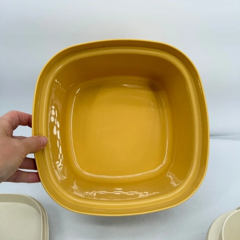 VTG Tupperware Multi-Server 888 Vegetable Steamer Harvest‎ Yellow 3pc Set